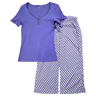 Covington Womens Purple Print Top & Medallion Bottoms Pajamas Sleep Set