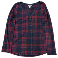 Womens Plus Long Sleeve Purple Blue Red Plaid Pajama Sleep Top 0X