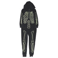 Womens Black Fleece Skeleton Pajamas Blanket Sleeper Union Suit X-Small