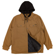 Brahma Mens Trailblazer Brown Quilted Interior Hooded Canvas Shirt Jacket