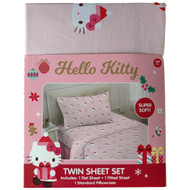 Hello Kitty Kids Twin Microfiber Sheet Set, Christmas Bed Sheets