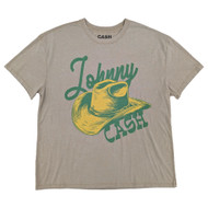 Johnny Cash Womens Sand Beige Front Back Graphic Tee Shirt