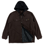 Brahma Mens Blackened Brown Quilted Interior Hooded Canvas Shirt Jacket