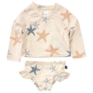 Infant Girls 2 Piece Starfish Long Sleeve Tankini Rash Guard Swim Suit