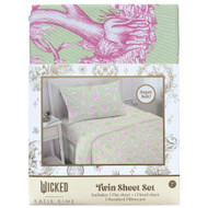 Wicked for Good Katie Kime Twin Microfiber Sheet Set, Green & Pink Bed Sheets