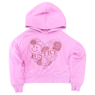 Justice Girls Purple Lilac Sparkle Heart Graphic Hoodie Sweatshirt XS 5/6