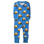 Infant Boys Blue Construction Snug Fit Front Zipper Sleeper Pajamas
