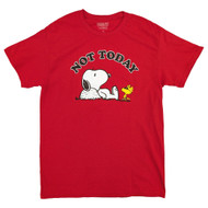 Peanuts Mens Red Not Today Short Sleeve Graphic Tee Shirt