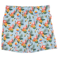 George Mens Blue Topaz Flamingo Hawaiian Sunset Above The Knee Swim Shorts