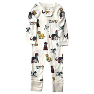 Infant Boys White Puppy Dog Snug Fit Front Zipper Sleeper Pajamas