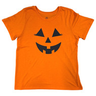 Womens Orange & Black Female Pumpkin Face Halloween T-Shirt Tee Shirt