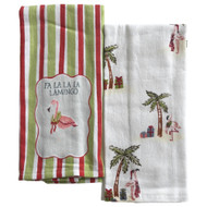 St Nicholas Square Christmas Pink Flamingo Kitchen Towel Set, 2 Dish Towels