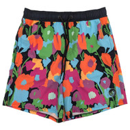 NEFF Mens Black Flower Print Graphic Swim Trunks
