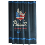 Peanuts Snoopy 4th of July Americana Shower Curtain, Navy Blue Patriotic Design