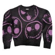 Girls Nightmare Before Christmas Purple Graphic Eyelash Glitter Sweater