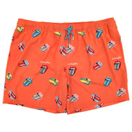 The Rolling Stones Mens Orange All Over Print Graphic Swim Trunks 3XL