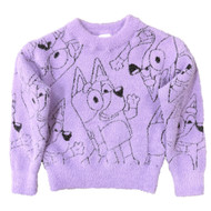 Girls Purple Bluey Bingo Eyelash Glitter Long Sleeve Sweater