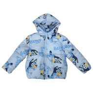 Girls Blue Bluey Hooded Puffer Coat Jacket