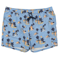 Bluey Mens Light Blue Tropical Graphic Swim Trunks