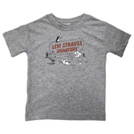 Boys Gray Levi Strauss Desert Graphic Logo Short Sleeve T-Shirt Tee