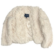 Womens Plush White Whispy Faux Fur Jacket Cardigan Sweater