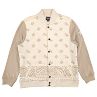 Dogg Supply by Snoop Dogg Men's Beige Brown Paisley Varsity Jacket