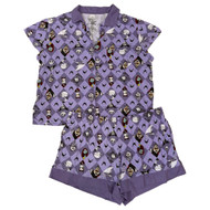 Womens Nightmare Before Christmas Pajamas Halloween Purple Shorts & Top