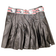 Justice Snoopy Girls Black Pleated Pleather Faux Leather Skirt Skort