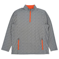 Birdie Bound Mens Gray Drinks AOP Long Sleeve Quarter-Zip Golf Pullover
