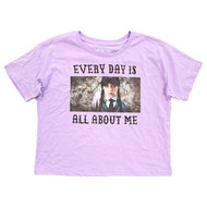 Girls Wednesday Adams Short Sleeve Purple Halloween T-Shirt Tee Shirt