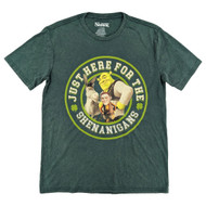 Shrek Mens Dark Green Wash St. Patricks Day Shenaningans Tee Shirt