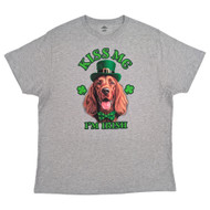 Mens Gray Heather Irish Setter Kiss Me Graphic St. Patricks Day T-Shirt