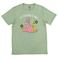SpongeBob SquarePants Mens Light Green Wash St. Patricks Day Tee Shirt
