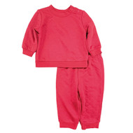 Okie Dokie Infant Toddler Girls Red Quilted Fleece Sweat Suit 2 Pc Outfit