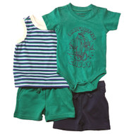 Infant Boys 4pc Little Caddy Outfit Shirt, Tank Top & Two Shorts Set 6 Months