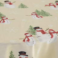 St Nicholas Square Ivory Yuletide Snowman Tablecloth 70" Round