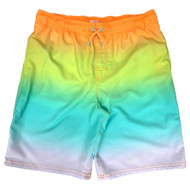 Boys Orange To White Variegated Stripe Shorts Swim Trunks Boardshorts XXL 18