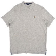 U.S. Polo Assn. Mens Light Gray Heather Short Sleeve Interlock Polo Shirt
