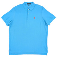 U.S. Polo Assn. Mens River Blue Performance Pique Polo Shirt