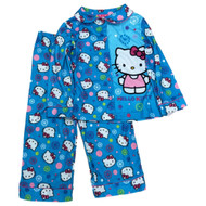 Toddler Girls Blue Flannel Hello Kitty Pajamas Sleep Set