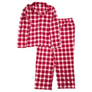 Womens Red Plaid Print Fleece Pajamas Top & Pants Sleep Set Size XXL