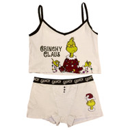 Womens Grinch Pajamas Cami Top & Boyfriend Shorts Holiday Sleep Set
