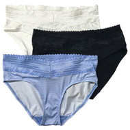 Warners Womens 3pc Microfiber & Lace Hipster Panty Set Blue