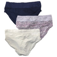 Warners Womens 3pc Microfiber & Lace Hipster Panty Set Purple