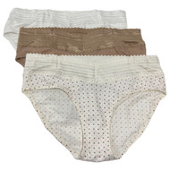 Warners Womens 3pc Dig-Free Cotton & Lace Hipster Panty Set Polka Dots