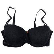 Parade Womens Black Lace Padded Push-Up Bra Medium 3X
