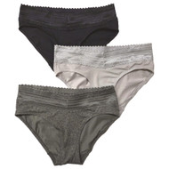 Warners Womens 3pc Dig-Free Cotton & Lace Hipster Panty Set Green