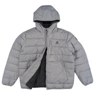 Reebok Mens Sleet Gray Heavyweight Hooded Fleece Puffer Jacket