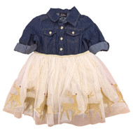 Lilt Toddler Girls Denim Reindeer Tutu Dress Holiday Christmas Dress