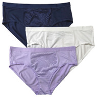 Warners Womens 3pc Tummy Smoothing Microfiber Hipster Panty Set Purple